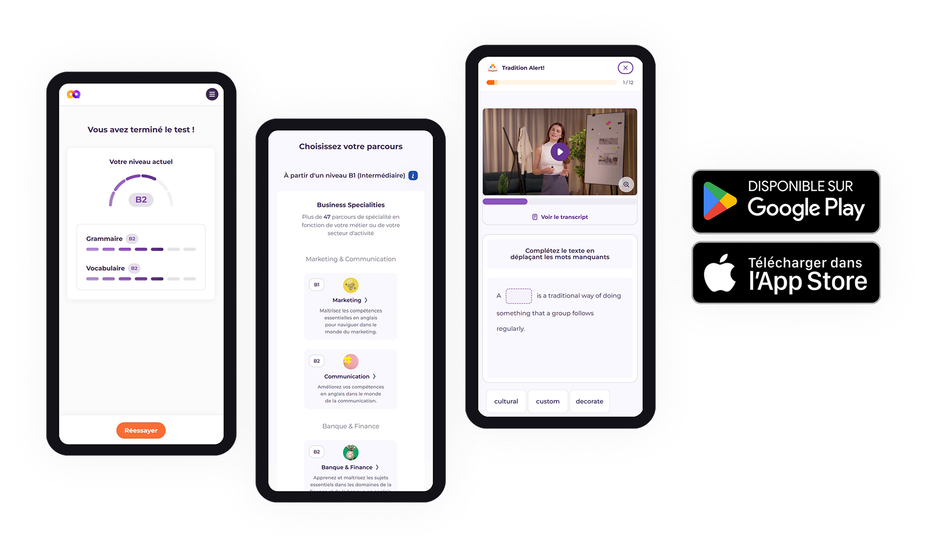 Application mobile professionnelle pour progresser en langues GlobalExam